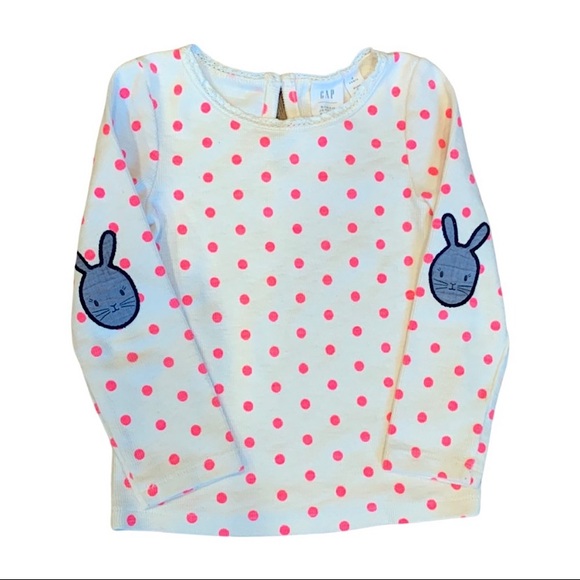 Sarah Jessica Parker for Gap Bunny patch pink polka dot long sleeve rib shirt 2T - Picture 5 of 7